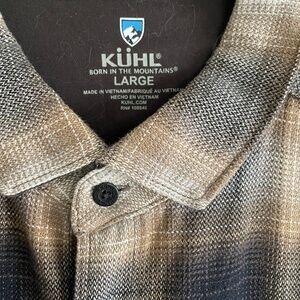 KUHL Mens Law Brown Plaid Flannel Long Sleeve Button Front #7373